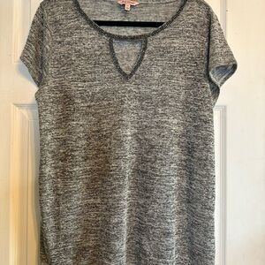 Juicy Couture Gray Knit Top Beaded Neckline Casual Comfy Tee XL